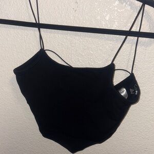 Fashion Nova Black Asymmetrical Crop Camisole